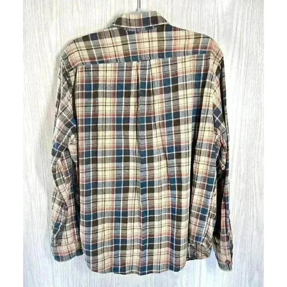 Eddie Bauer Men’s XL Shirt Button Front Pocket Flannel Plaid Hiking Outdoor Tan - Picture 3 of 5